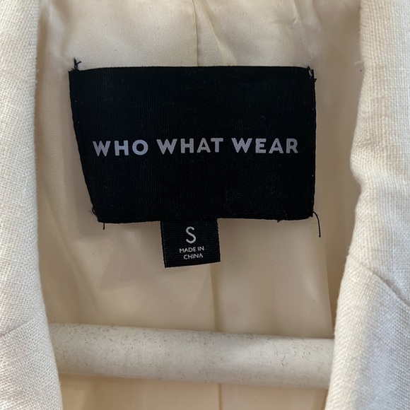 nude linen blazer with tie - Picture 3 of 8